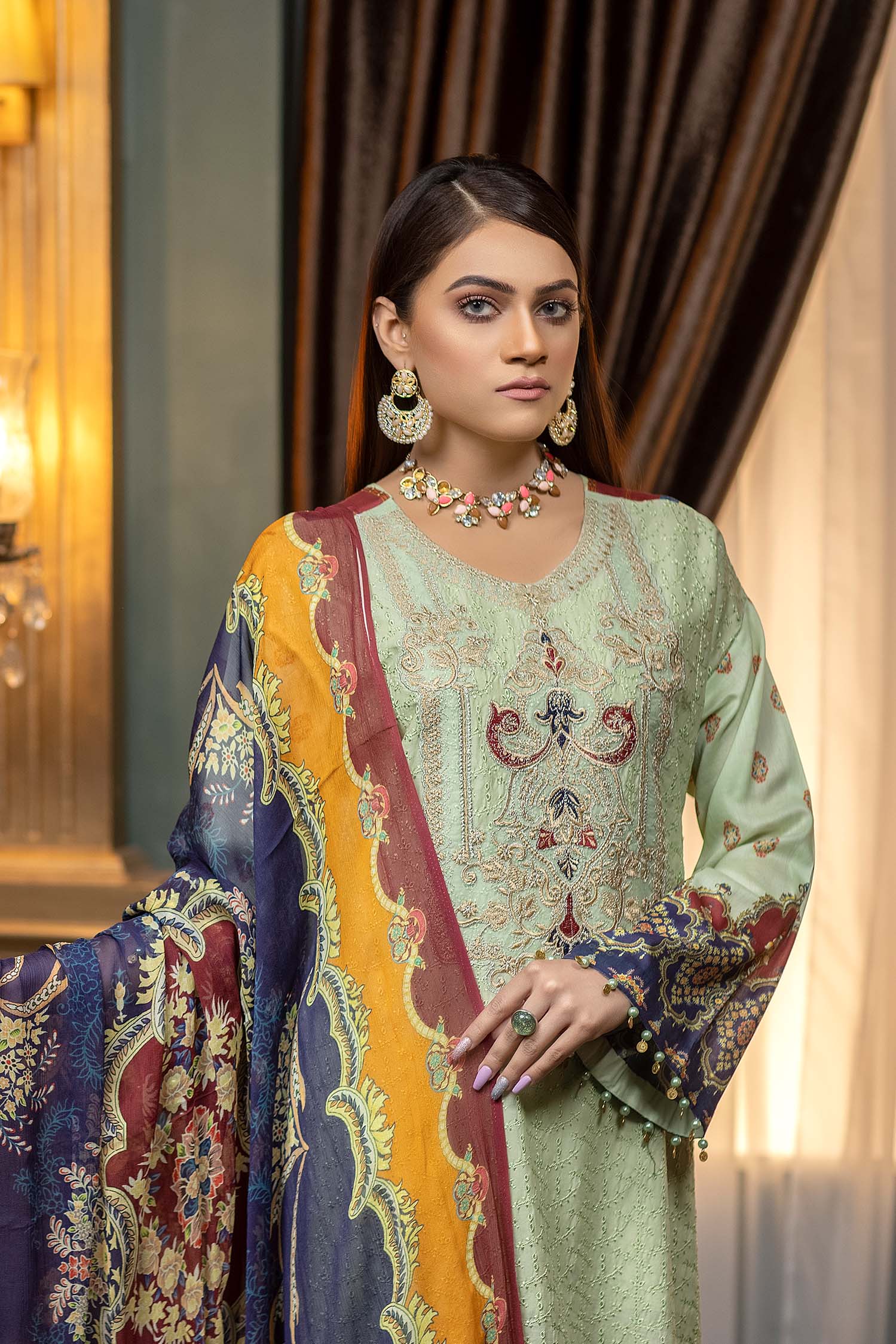 Clay Ash - Stitched Printed & Embroidered Lawn - Image 3
