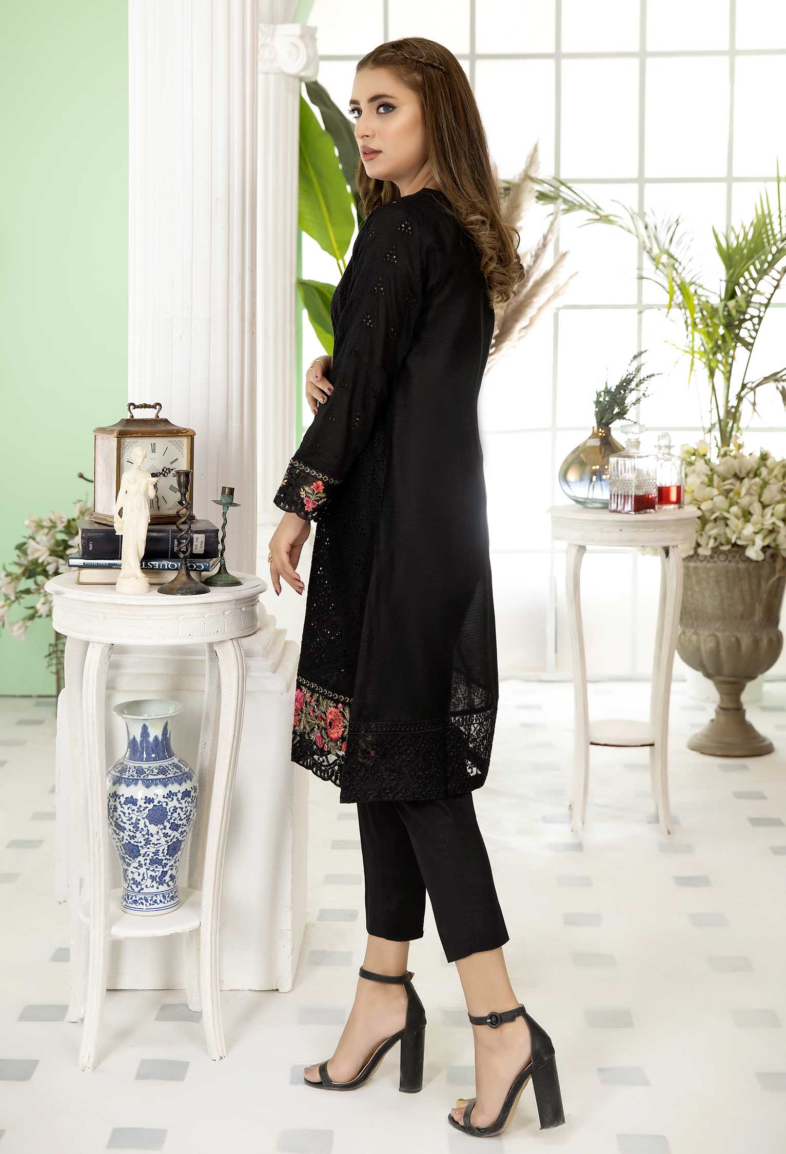 Clay Black - Embroidered Stitch Chikankari Shirt - Image 2