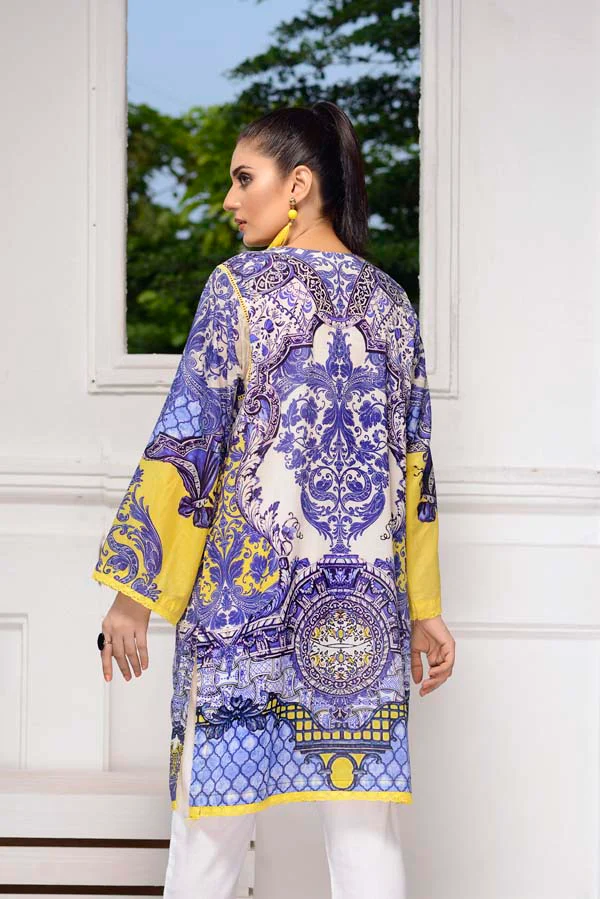 Cold Purple - Digital Embroidered Stitched Lawn Kurti - Image 3