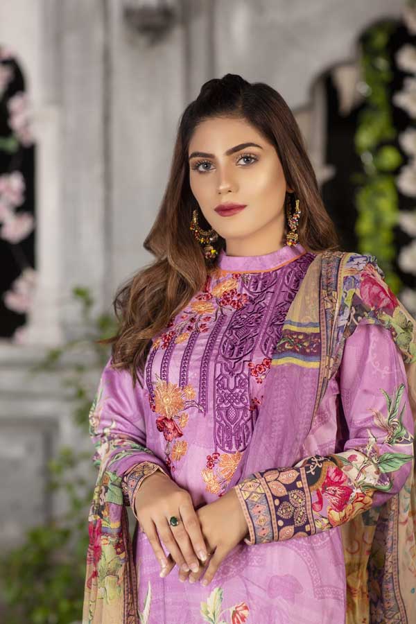 Helio- Digital Printed & Embroidered Viscose - Image 3