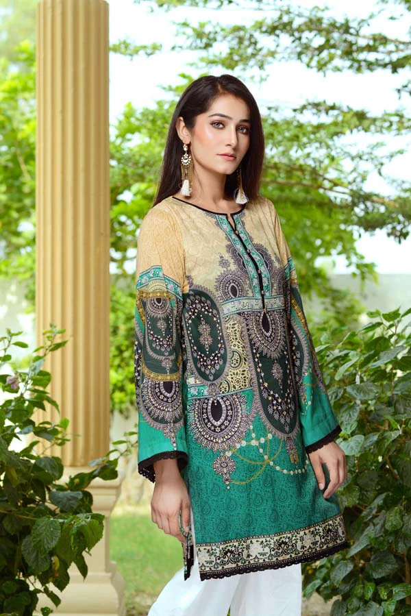 Elf Green - Digital Printed Unstitch Lawn Kurti - Image 2