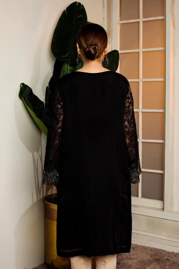 RUSSITN BLACK - HAND EMBELLISHED EMBROIDERED ORGANZA STITCHED - Image 4
