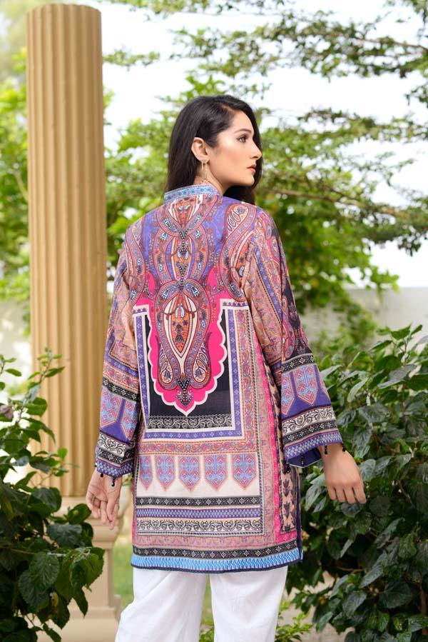 Blue Marguerite - Digital Printed Unstitch Lawn Kurti - Image 3