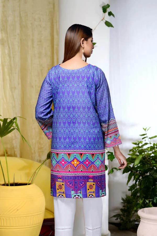 Blue Art - Digital Printed Unstitch Lawn Kurti - Image 3
