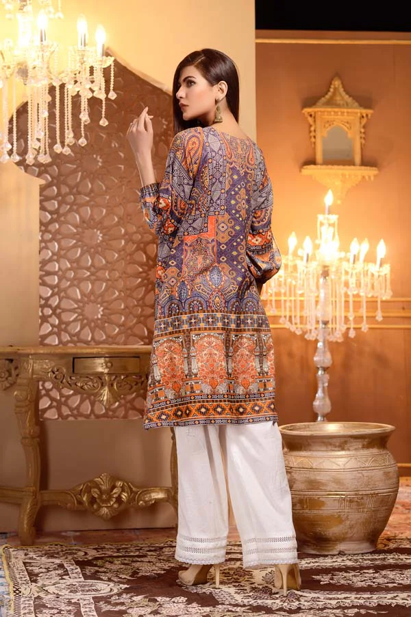 Crusta - Digital Printed and Embroidered Mesuri Lawn Kurti - Image 3