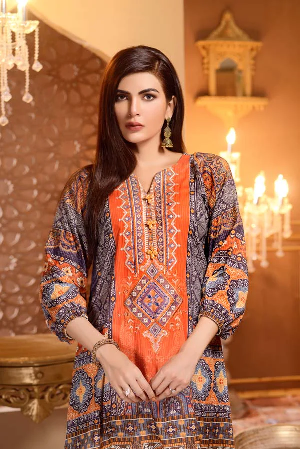 Crusta - Digital Printed and Embroidered Mesuri Lawn Kurti - Image 4