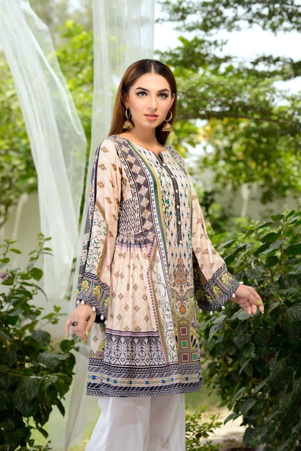 Almond - Digital Printed Unstitch Lawn Kurti - Image 2