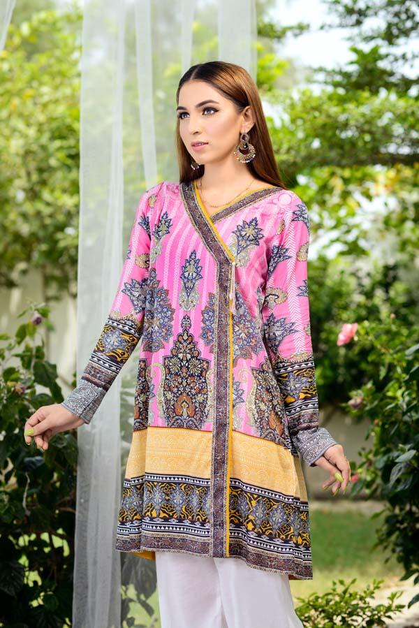 Carnation Pink - Digital Printed Unstitch Lawn Kurti - Image 2