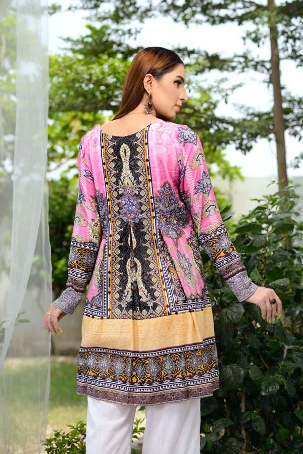 Carnation Pink - Digital Printed Unstitch Lawn Kurti - Image 3