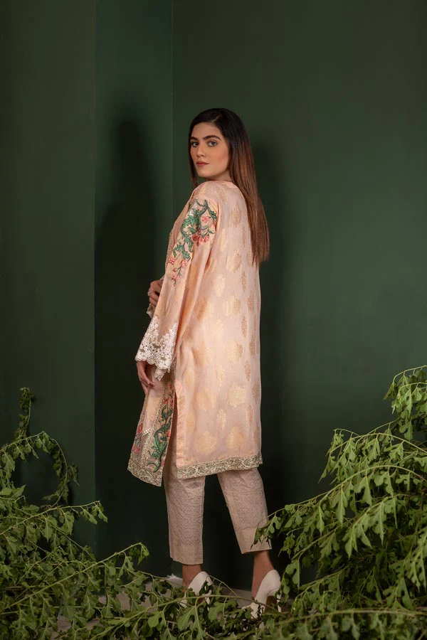 Lace - Jacquard Embroidered Unstitch 2 Piece - Image 2