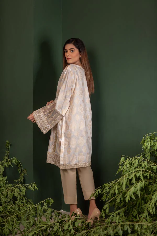 Latte - Jacquard Embroidered Unstitch 2 Piece - Image 2