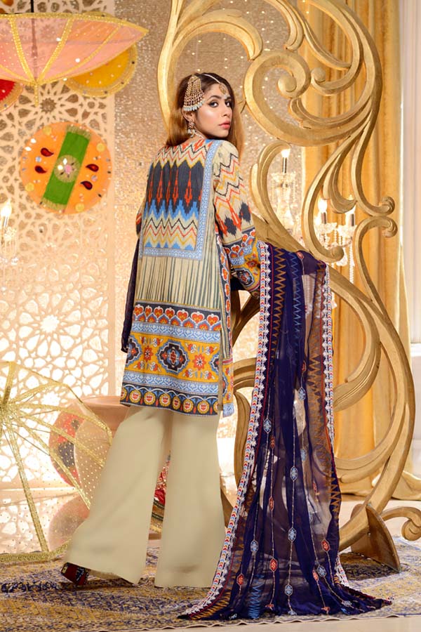 Beryl - Digital Embroidered Mesuri Lawn Unstitch (3 Piece) - Image 2