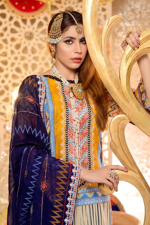Beryl - Digital Embroidered Mesuri Lawn Unstitch (3 Piece) - Image 3