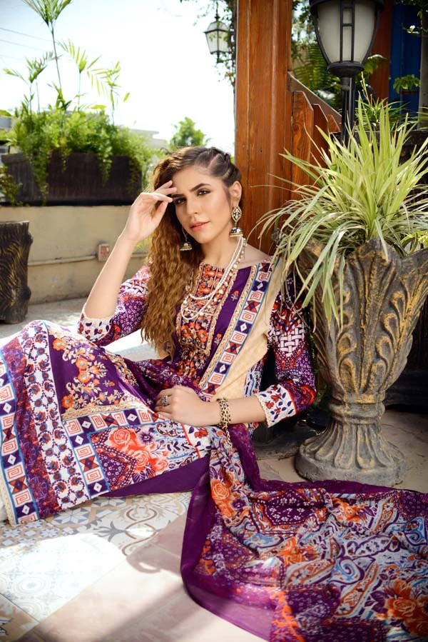Banded Opal - Printed and Embroidered Lawn - Image 3