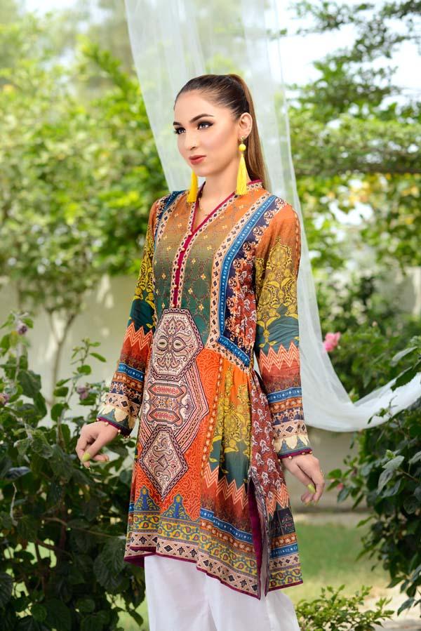 Burnt Sienna - Digital Printed Unstitch Lawn Kurti - Image 2