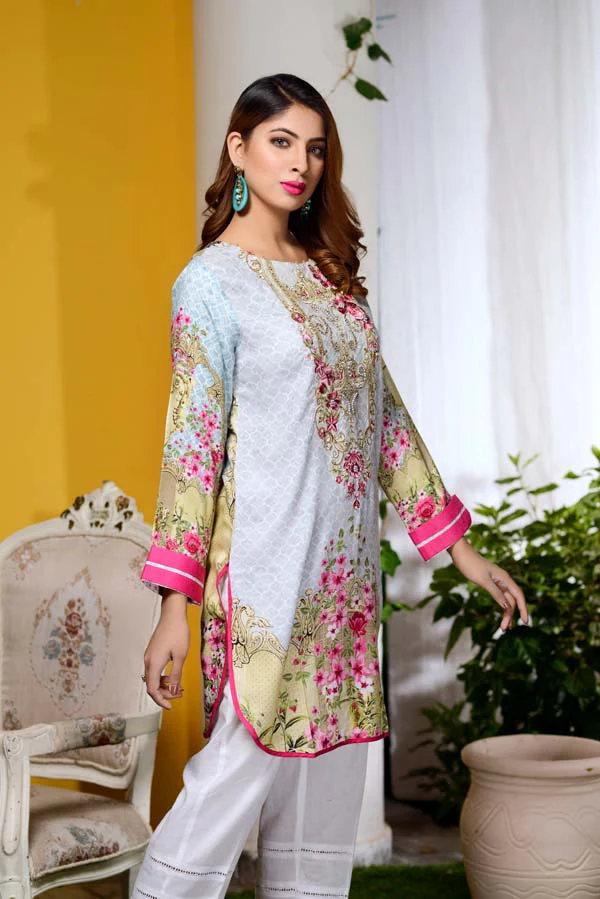 Assent - Digital Embroidered & Hand Embellished Stitched Kurti - Image 2