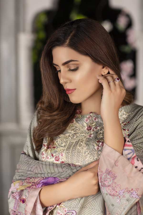 Ivory - Digital Printed & Embroidered Viscose - Image 3