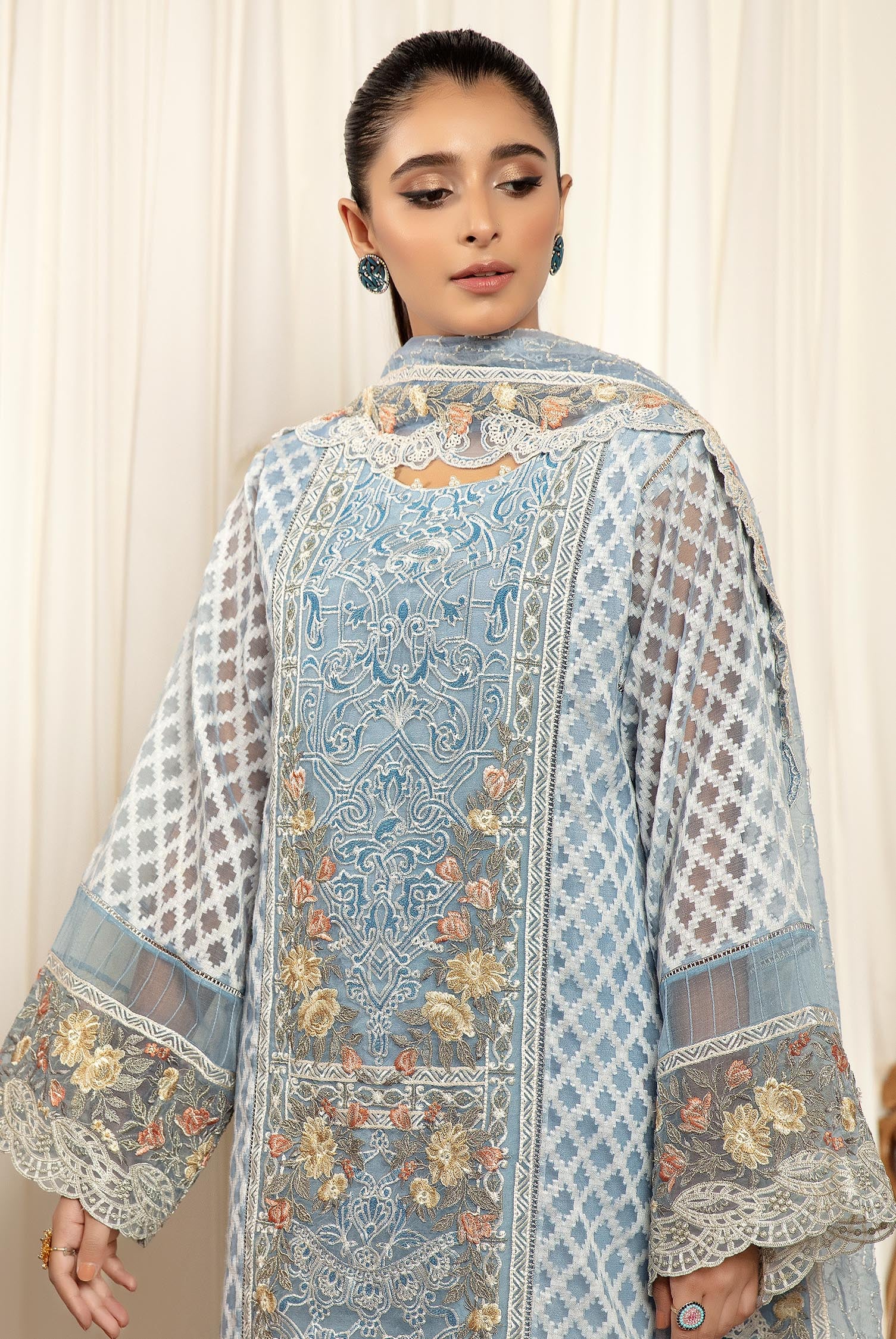 Arctic - Stitched Embroidered Organza 3PC - Image 3