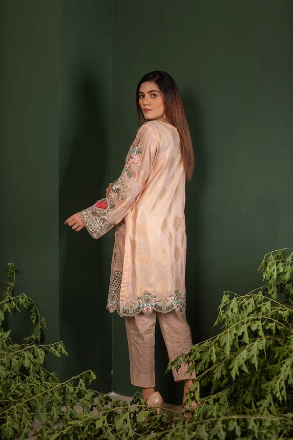 Coconut - Jacquard Embroidered Unstitch 2 Piece - Image 2