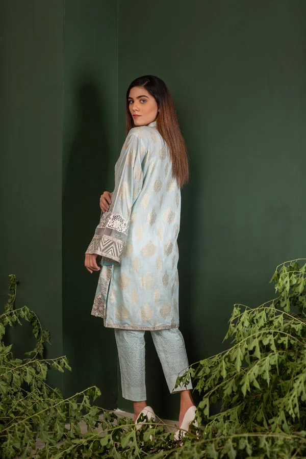 Comflower - Jacquard Embroidered Unstitch 2 Piece - Image 2