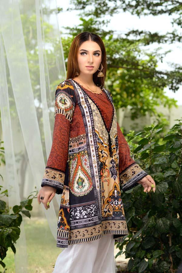 Burnt Umber - Digital Printed Unstitch Lawn Kurti - Image 2