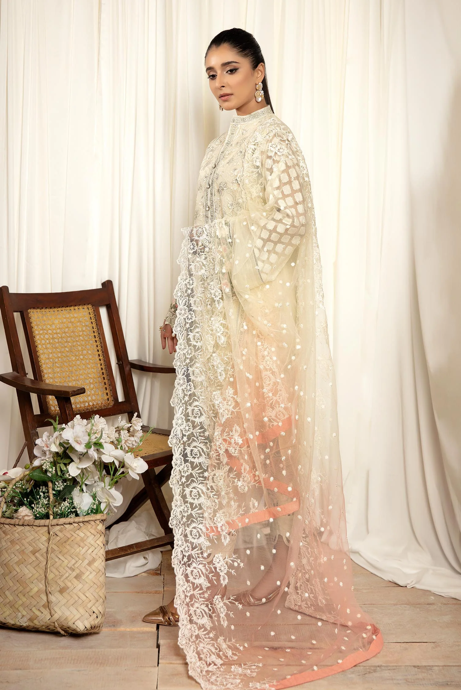 Ivory - Stitched Embroidered Organza 3PC - Image 2
