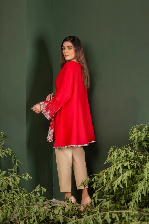 Crimson - Embroidered Lawn Stitch Shirt - Image 2
