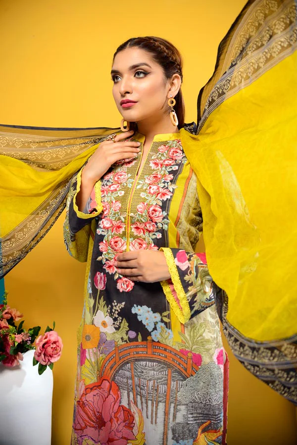 Celeste - Digital Printed and Embroidered Lawn - Image 3