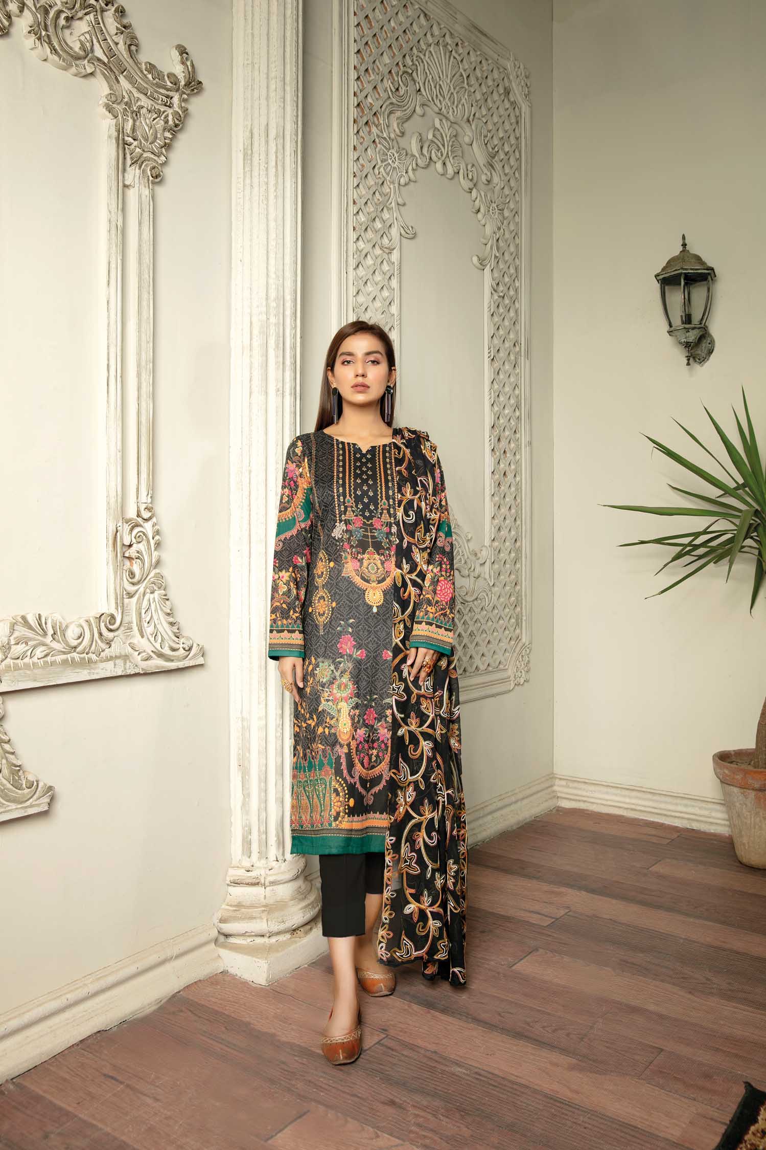 Crawl Rib - Digital Printed & Embroidered Lawn 3PC - Image 2