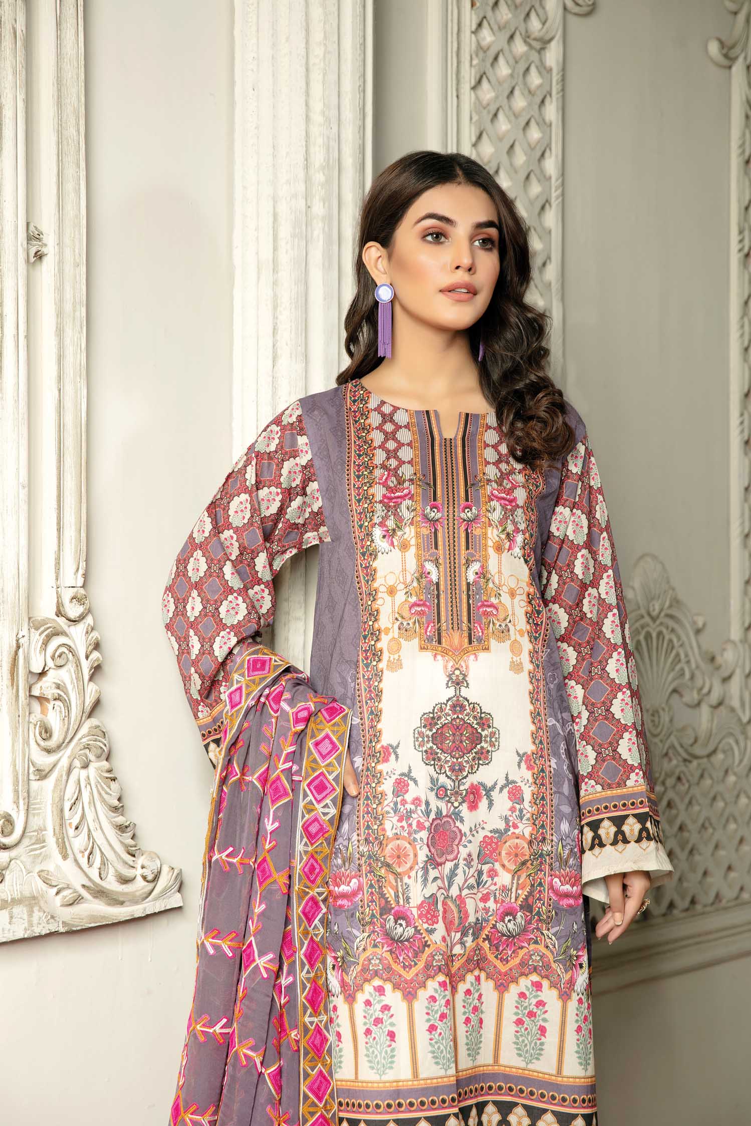 Crimson - Digital Printed & Embroidered Lawn 3PC - Image 2
