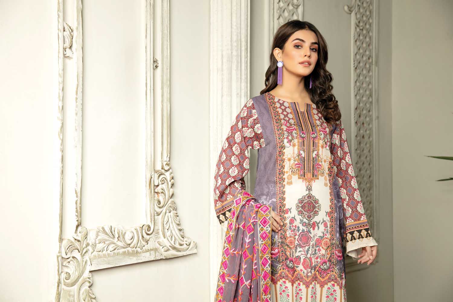 Crimson - Digital Printed & Embroidered Lawn 3PC - Image 3
