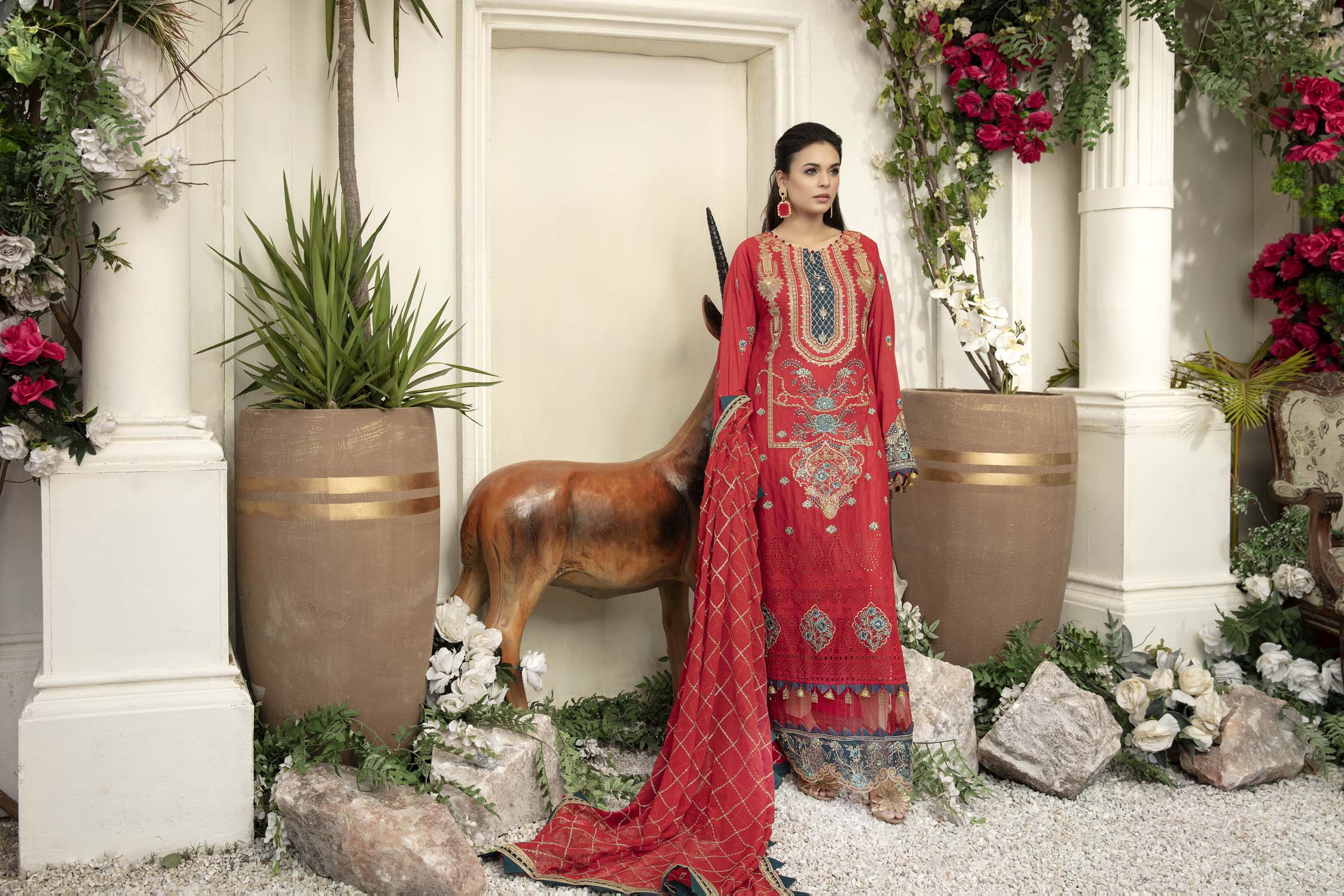 Crimson - Schiffli Embroidered Lawn (3PC) - Image 3