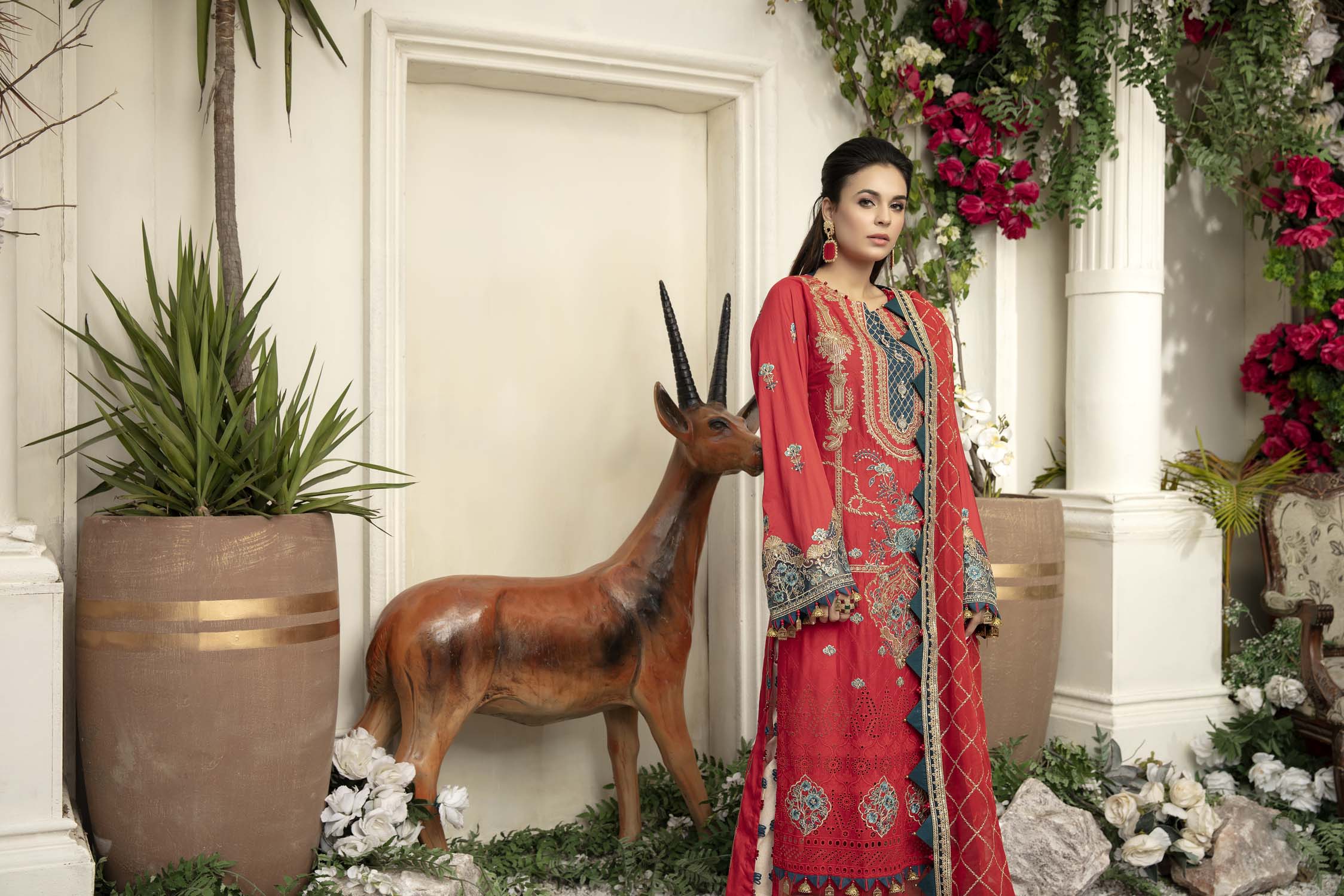 Crimson - Schiffli Embroidered Lawn (3PC) - Image 4