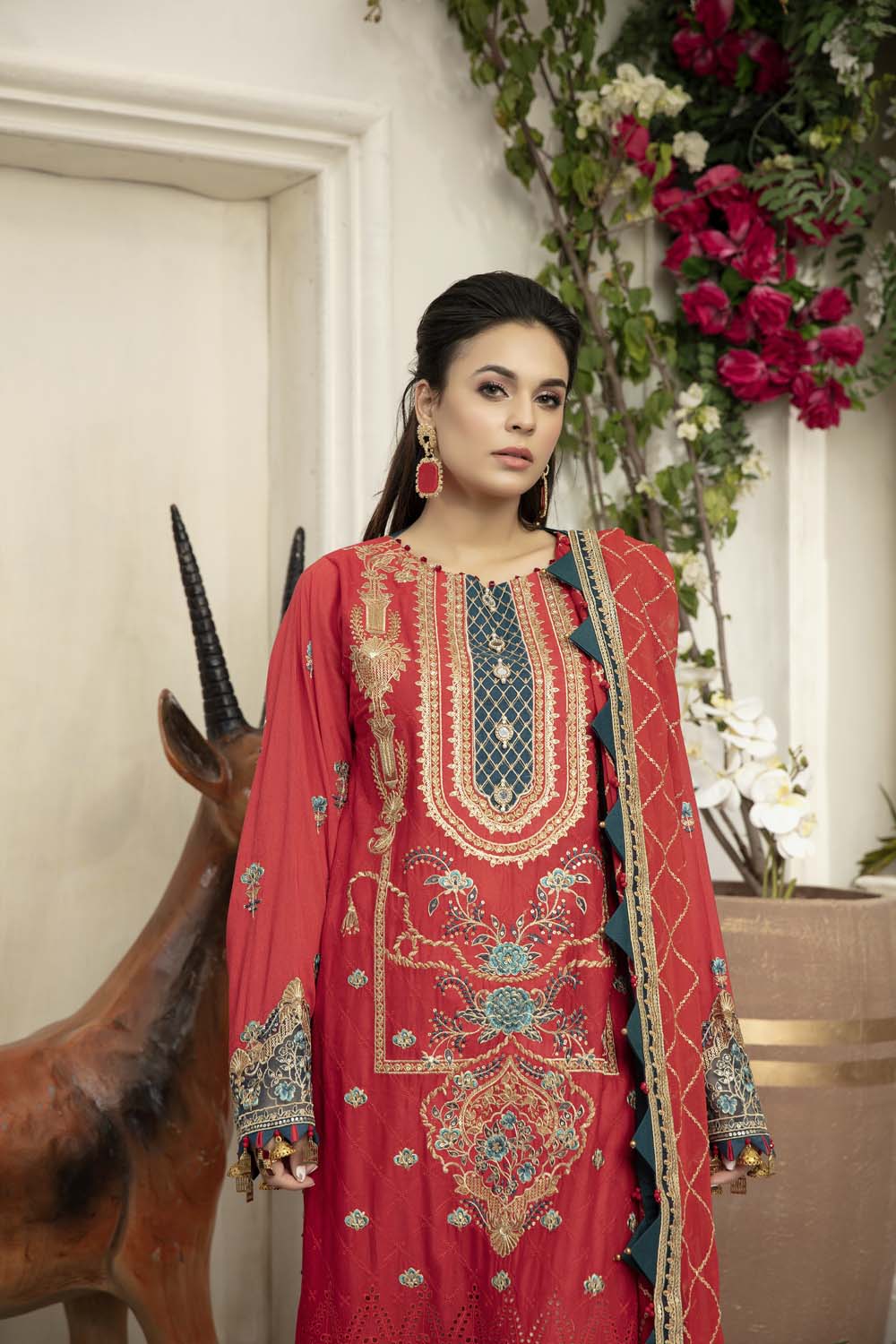 Crimson - Schiffli Embroidered Lawn (3PC) - Image 6