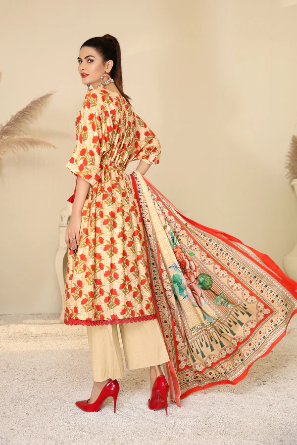 D 33 - Digital Printed Linen 3PC - Image 2