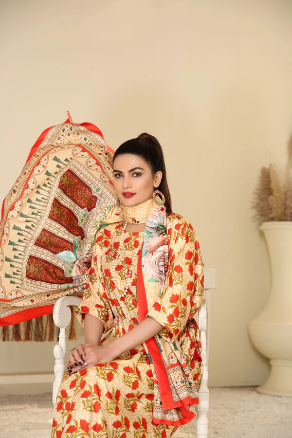 D 33 - Digital Printed Linen 3PC - Image 3