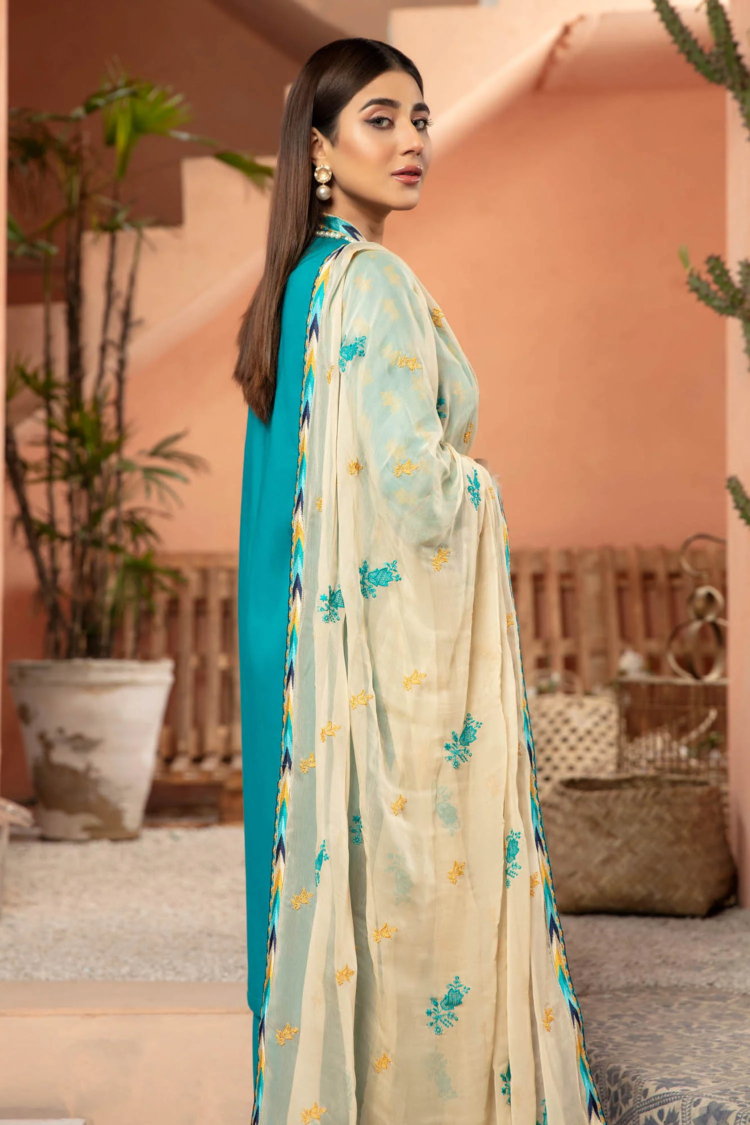 Dark Cyan - Embroidered Lawn Stitched 3PC - Image 2