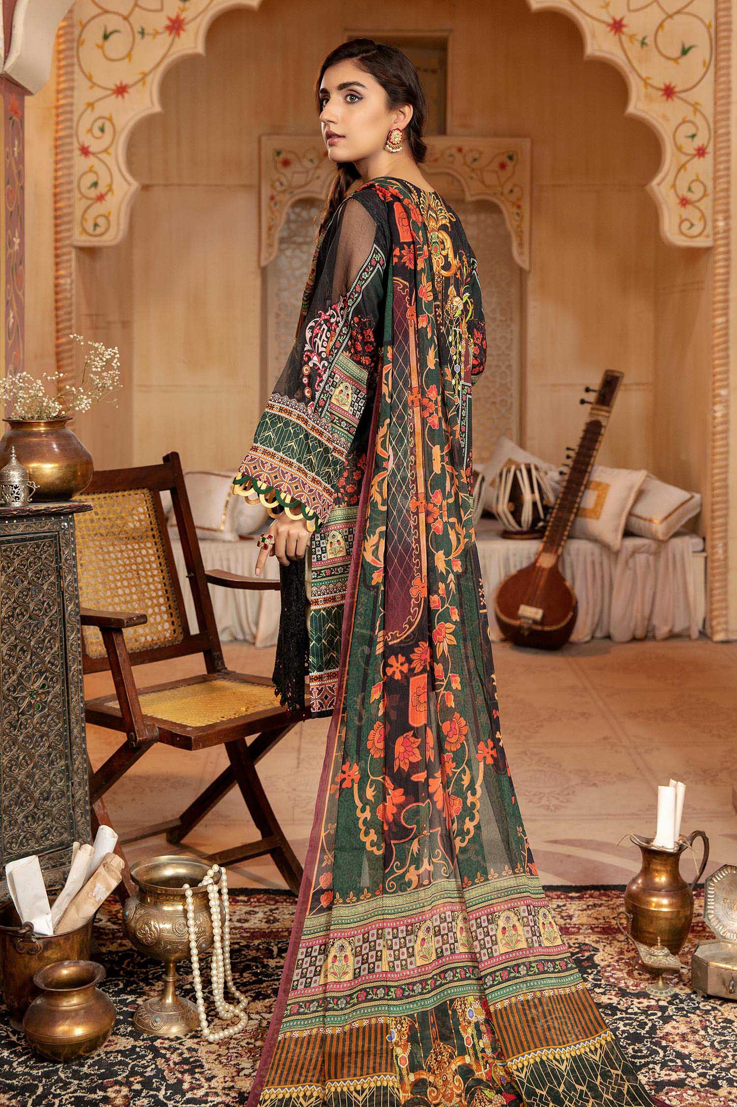 Dark Grey - Schiffli Embroidered Lawn 3PC - Image 2
