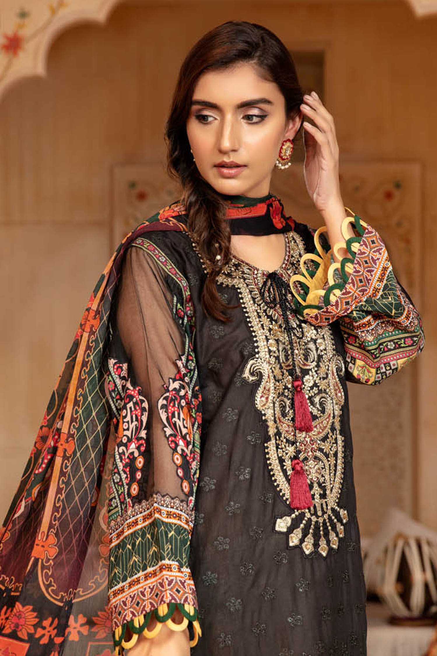 Dark Grey - Schiffli Embroidered Lawn 3PC - Image 3