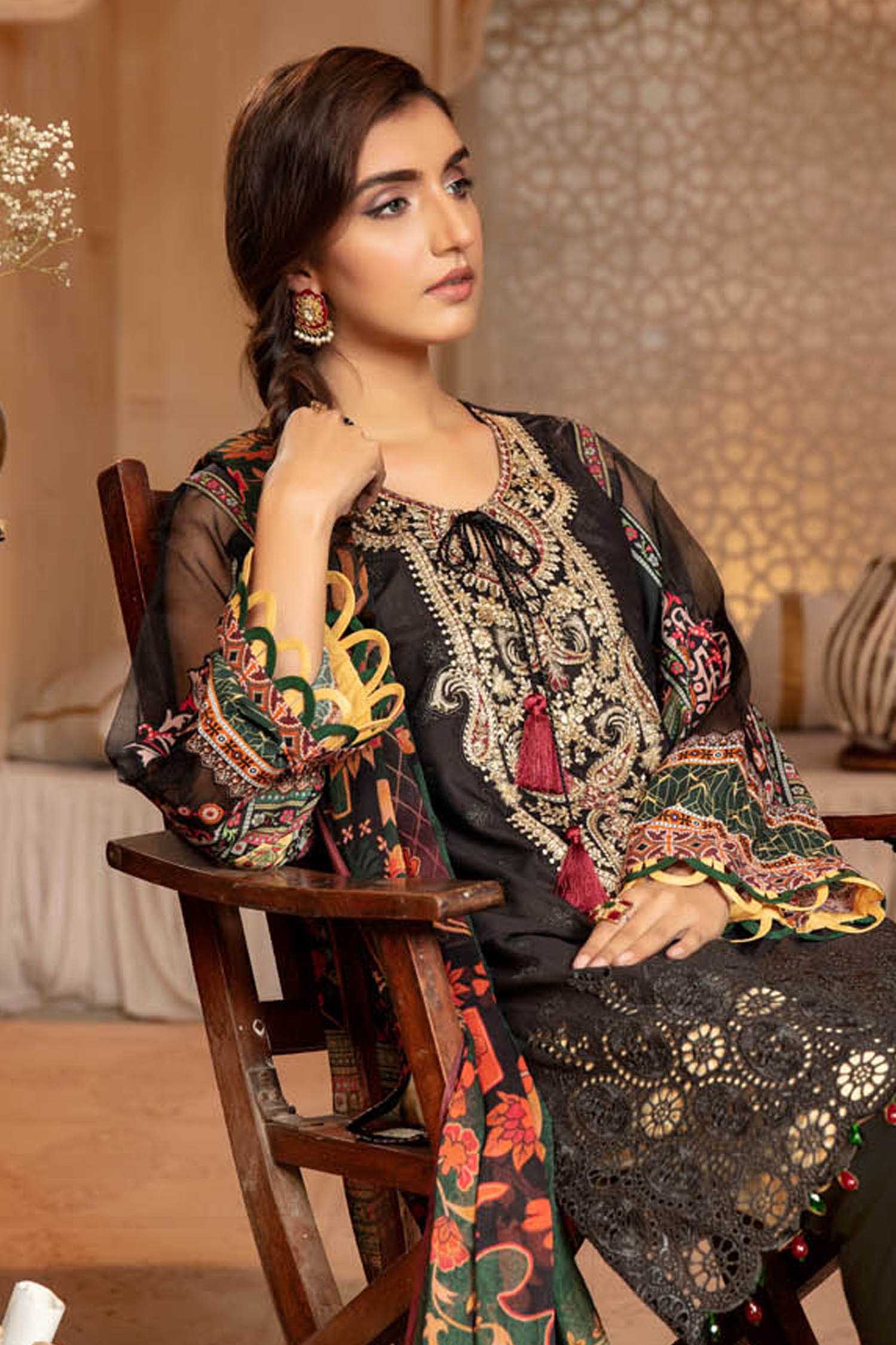 Dark Grey - Schiffli Embroidered Lawn 3PC - Image 4