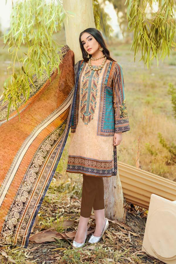 DARK KHAKI - DIGITAL EMBROIDERED LAWN - Image 4