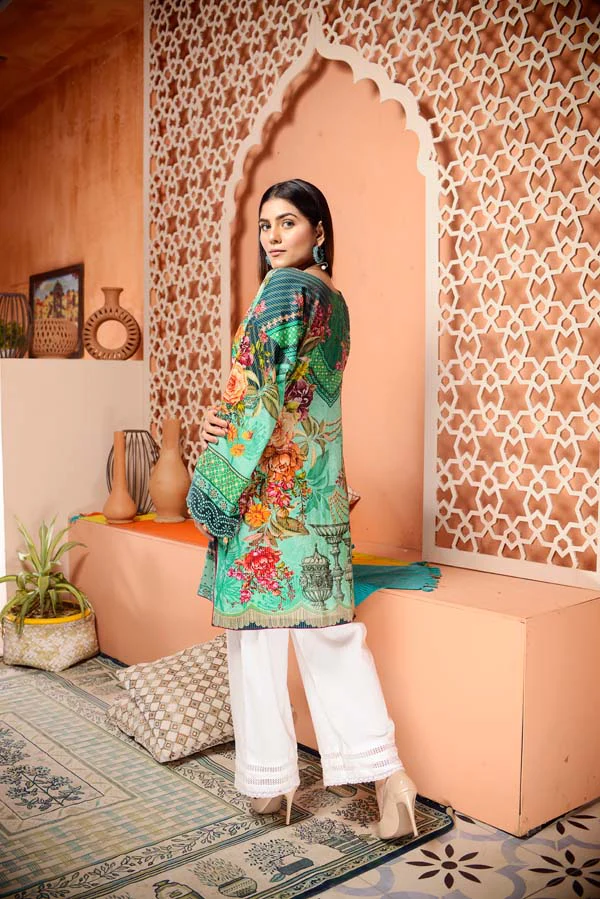 Dark Turquoise - Digital Mesuri Lawn Unstitch Shirt - Image 3