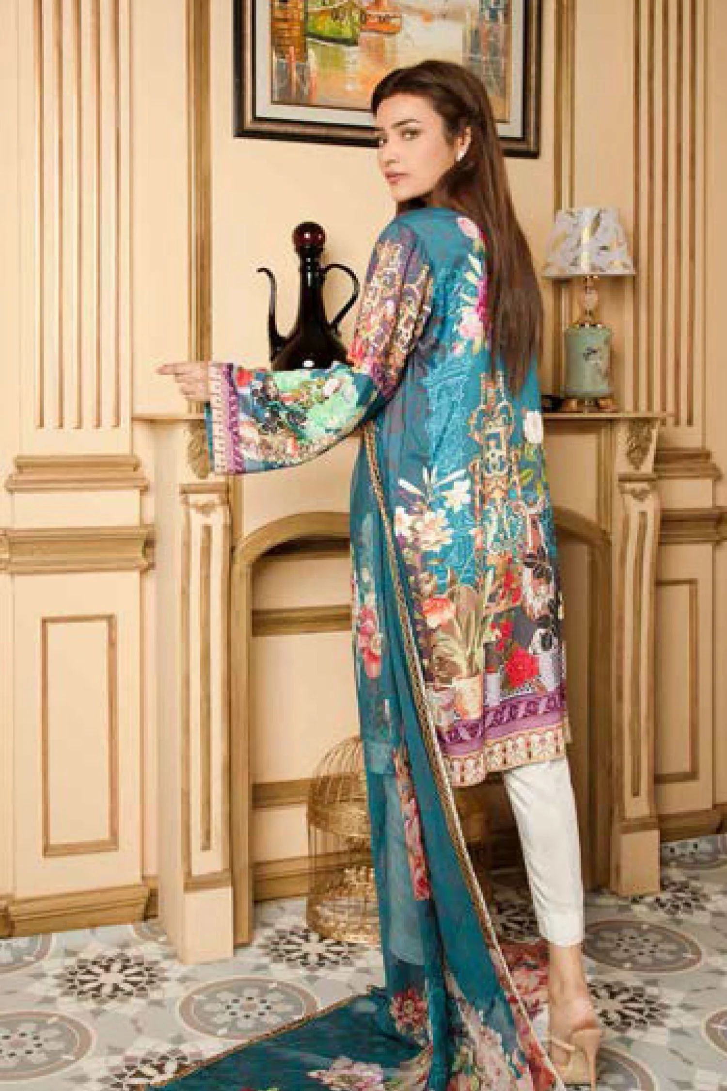 Darvin - Digital Printed and Embroidered Linen 3PC - Image 3