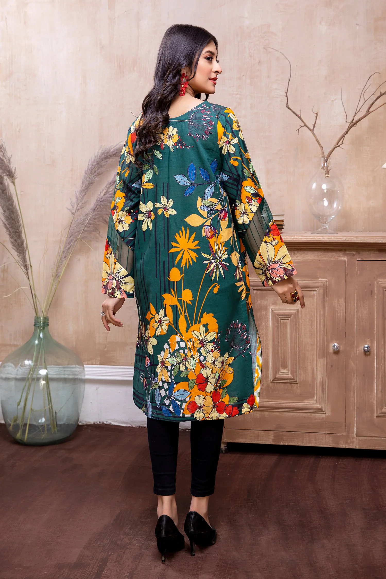 Dazlin - Printed Cambric Stitched Kurti - Image 2
