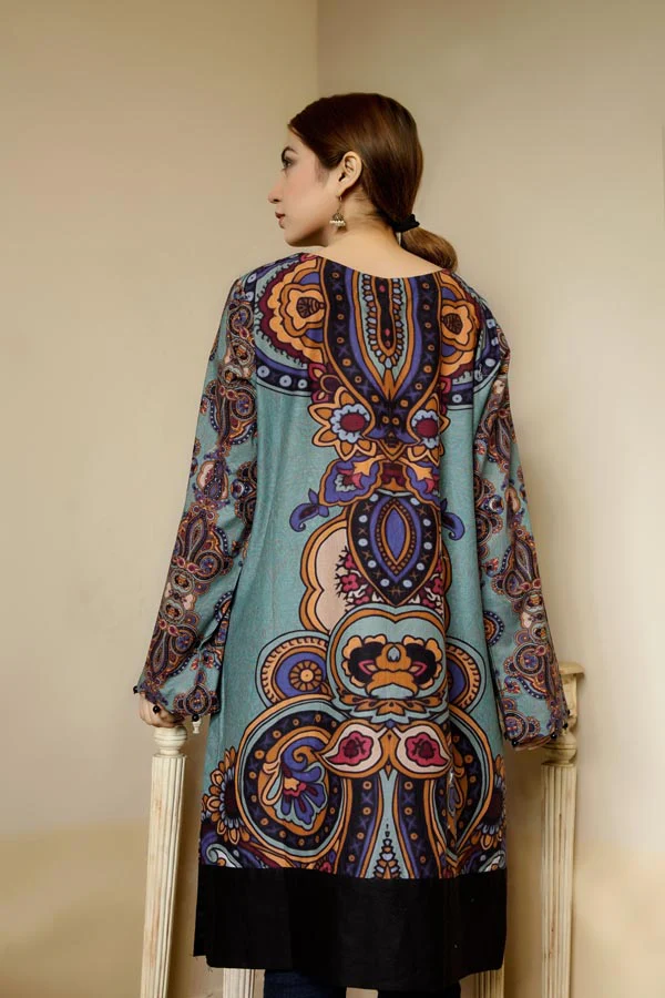 Deep Sea - Stitched Lawn Kurti - Image 2