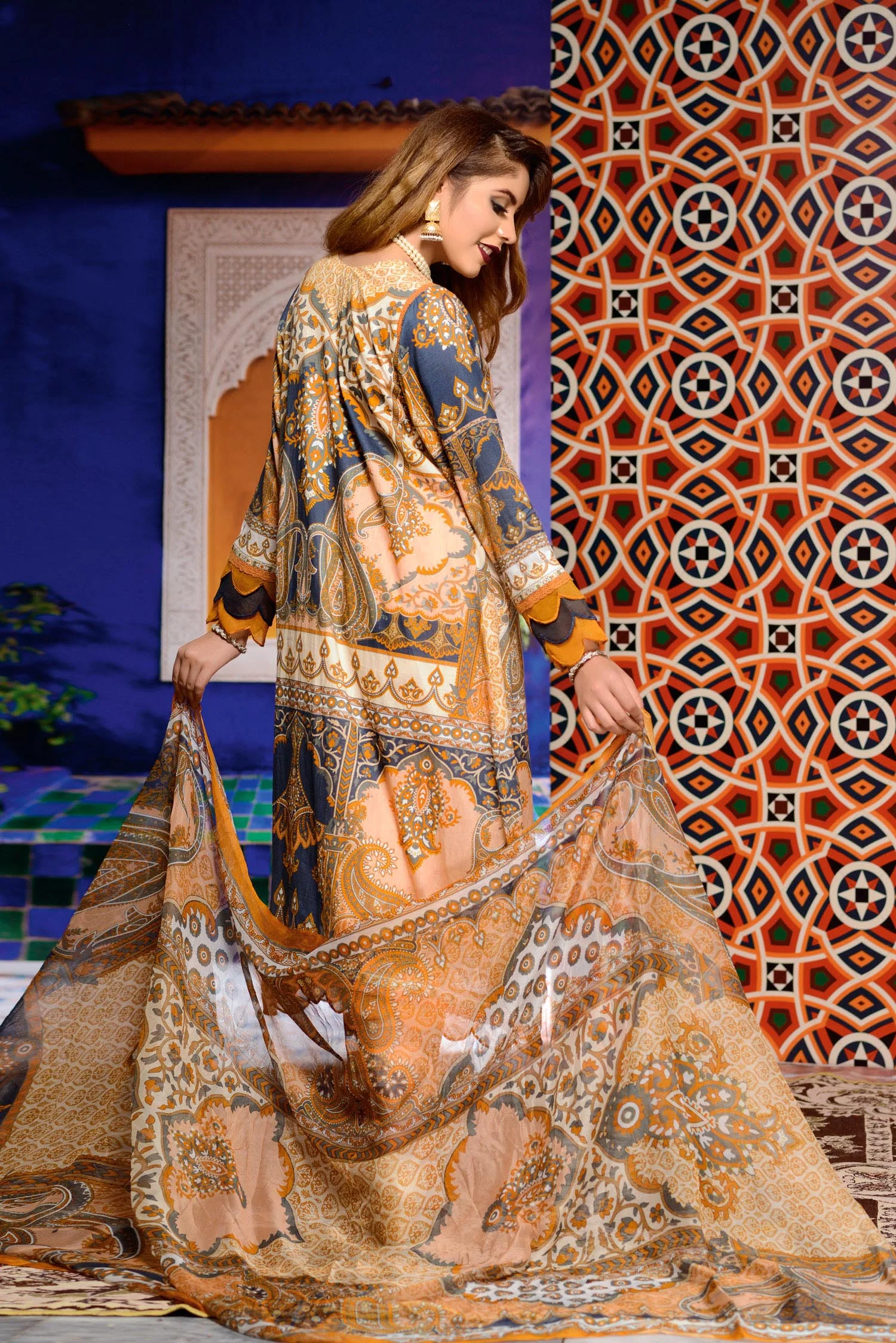 Delaney - Digital Printed and Embroidered Lawn 3PC - Image 2