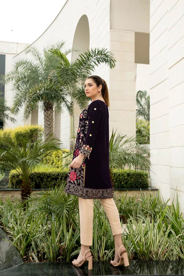 Derin - Embroidered Velvet Un-Stitched (2 Piece) - Image 2