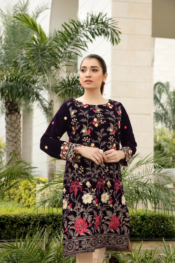 Derin - Embroidered Velvet Un-Stitched (2 Piece) - Image 3