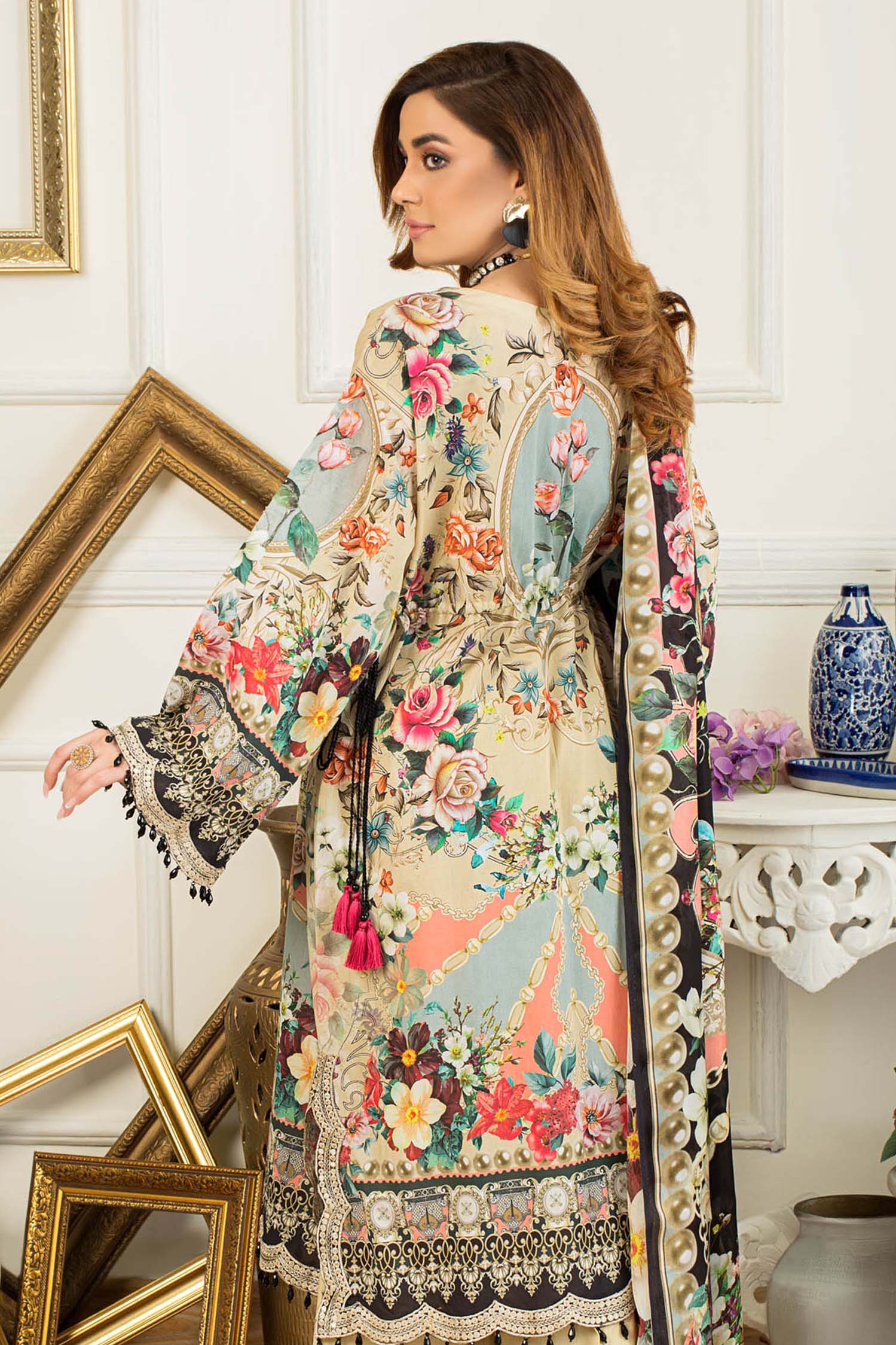 Desert Sand - Digital Printed & Embroidered Swiss Lawn - Image 2