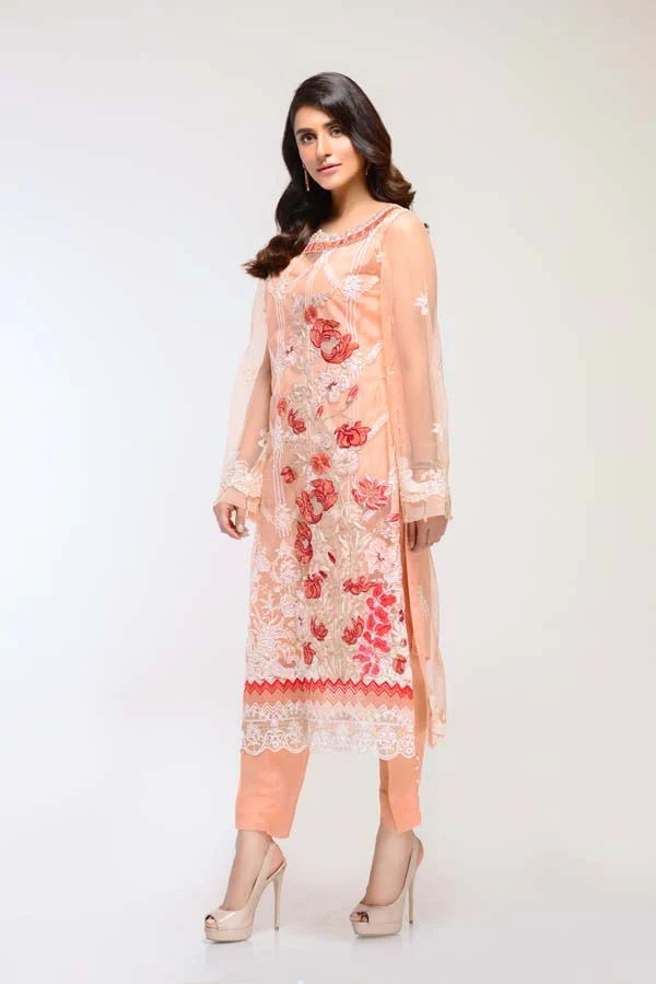 DESERT SAND – EMBROIDERED NET 2 PIECE (UNSTITCH) - Image 2